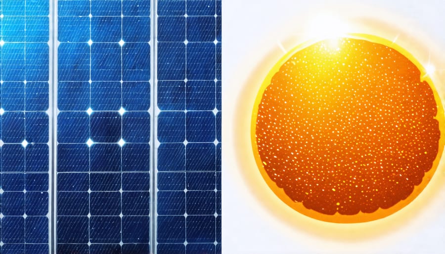 Side-by-side comparison of monocrystalline and polycrystalline solar PV cells