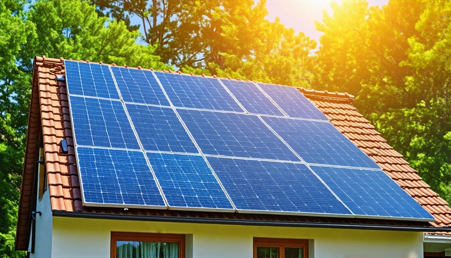 Solar panels installed on the roof of a residential property