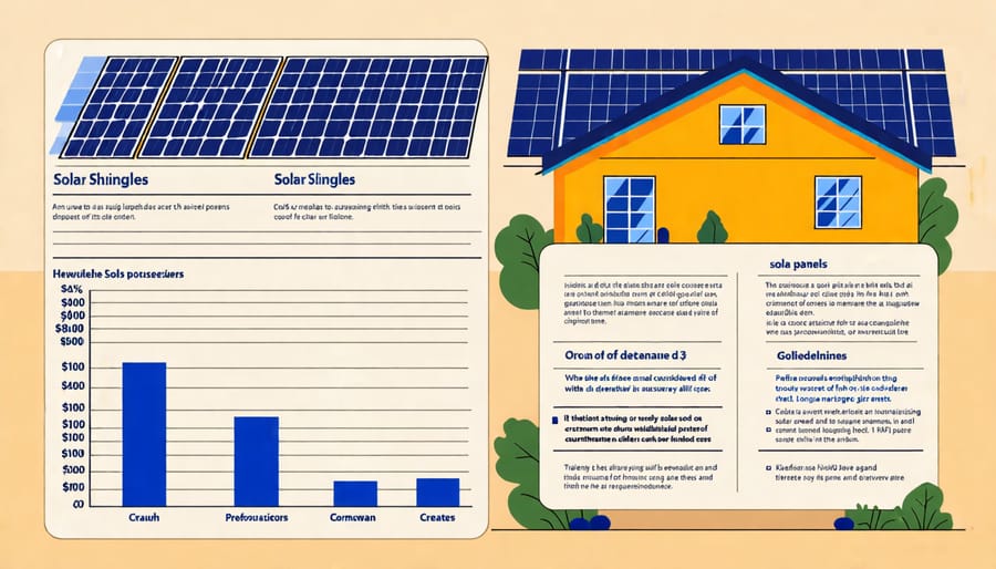 Visual comparison of solar shingle and solar panel costs and savings