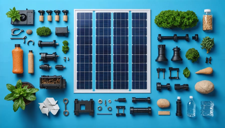 Recyclable components of a disassembled solar panel