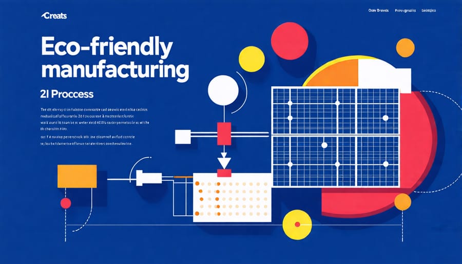 Illustration depicting sustainable and eco-friendly processes in manufacturing 2D perovskite for solar technologies