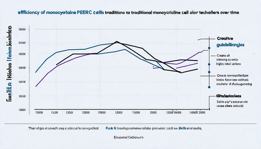 Graph demonstrating the superior efficiency of monocrystalline PERC cells compared to other solar technologies.