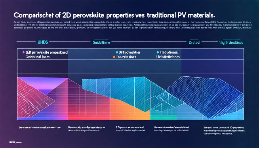 Visual comparison of optical and electronic properties of 2D perovskite and silicon materials