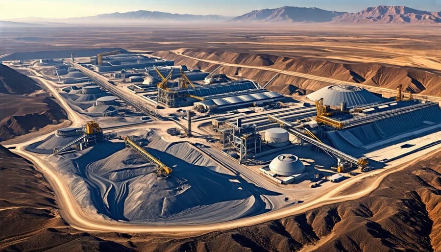 Environmentally destructive silicon mining site viewed from above