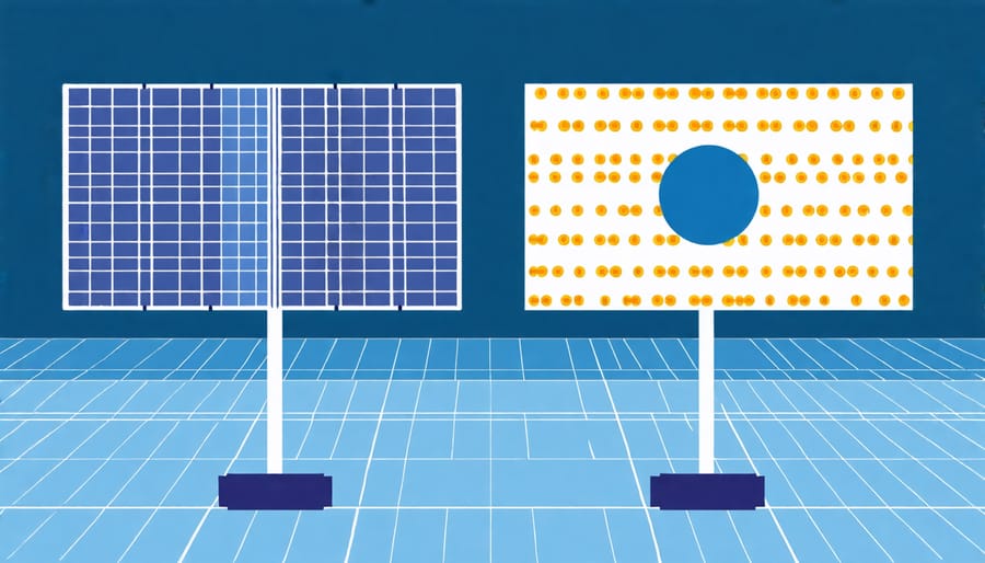 Side-by-side comparison of a conventional solar cell and a PV GD-enhanced solar cell