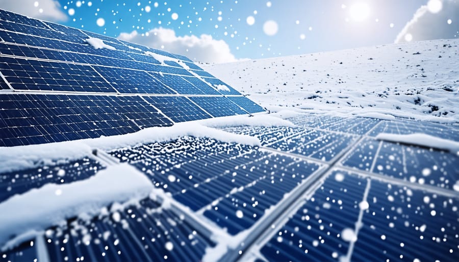 Snow-covered solar panel demonstrating the effect of weather on solar energy generation