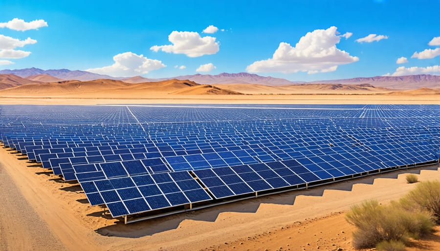 Large-scale photovoltaic power plant in a remote desert area