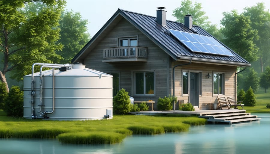 Rainwater harvesting and purification setup for an off-grid house