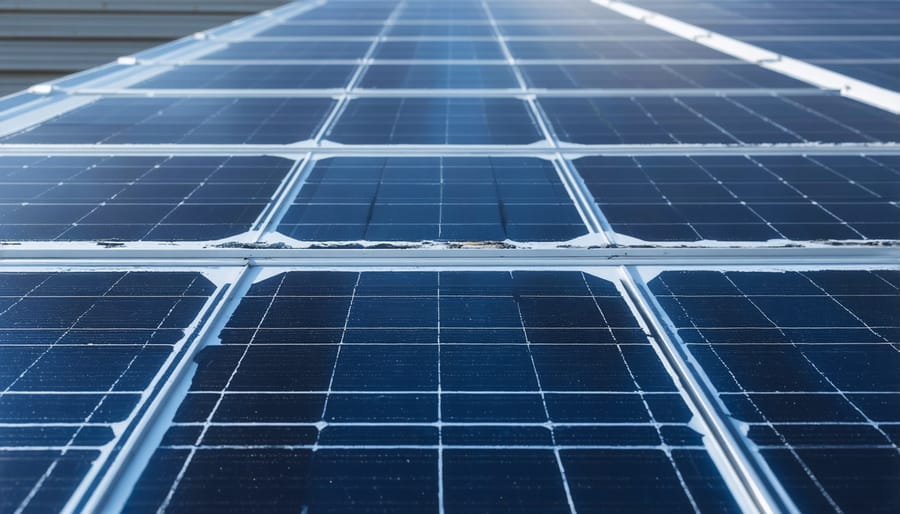 Detailed view of marine-grade components and protective measures for coastal solar installations