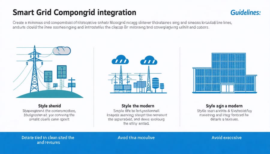 Diagram illustrating smart grid technology components including renewable energy sources, storage systems, and control infrastructure