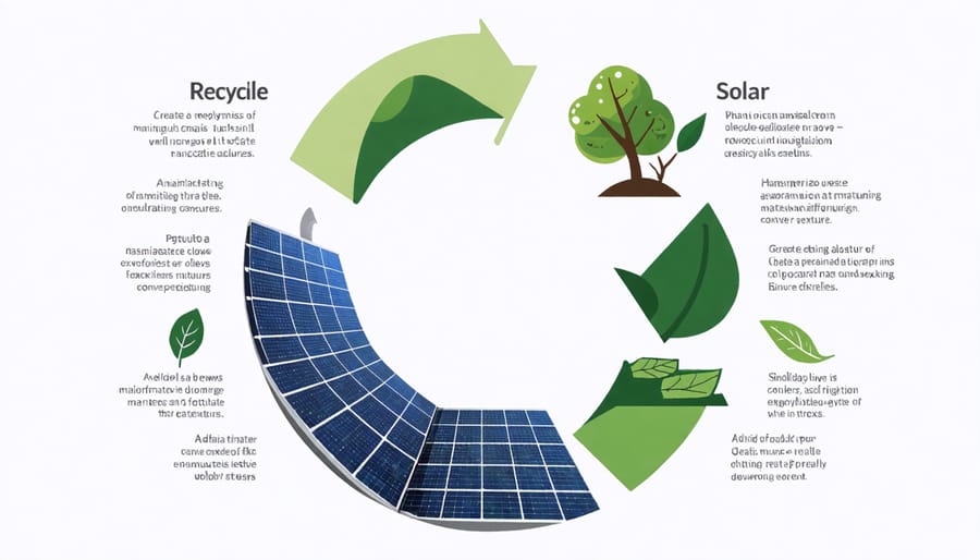 Infographic depicting the circular economy cycle for solar panel production and recycling