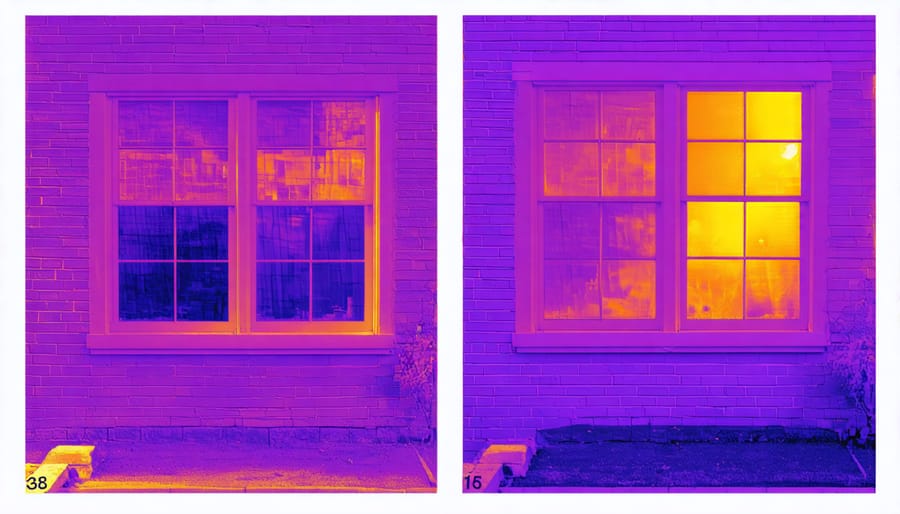 Thermal image comparison between traditional and PV glass windows