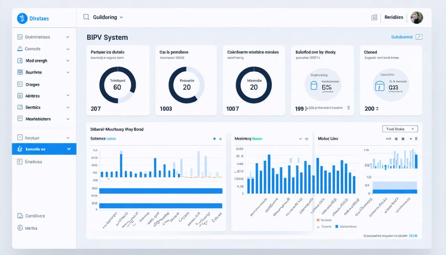 Digital interface displaying real-time BIPV energy production and management controls