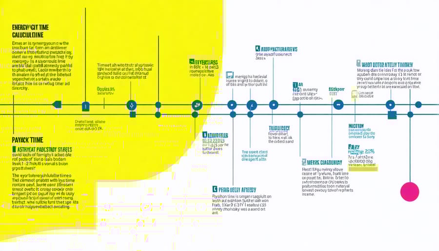 Energy payback time visualization comparing energy input versus output over time