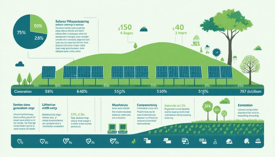 Visual comparison of carbon emissions from solar panel production versus operational benefits