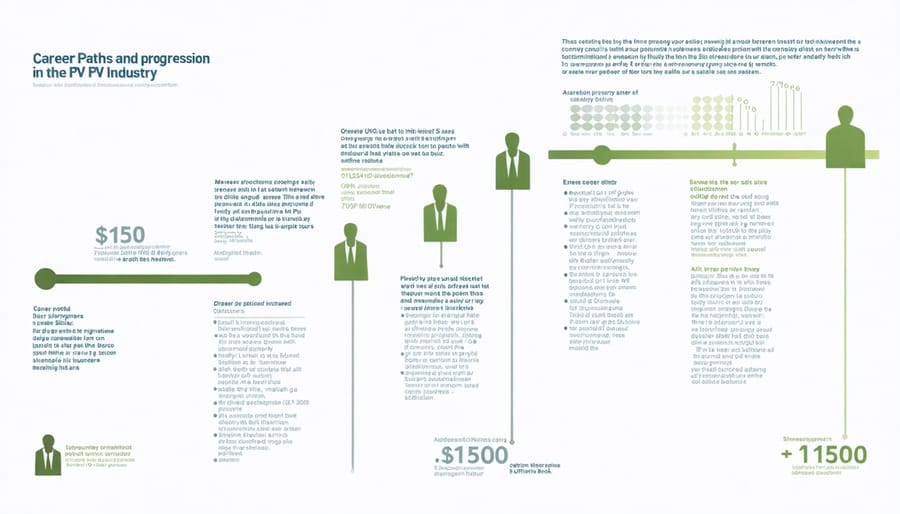 Visual representation of solar industry career paths and salary ranges