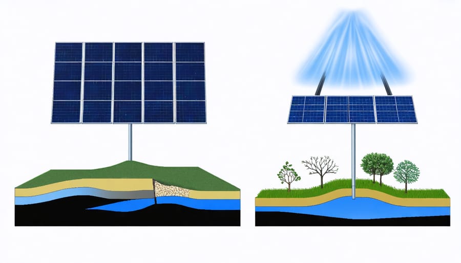 Technical illustration showing the layered composition of different solar cell technologies