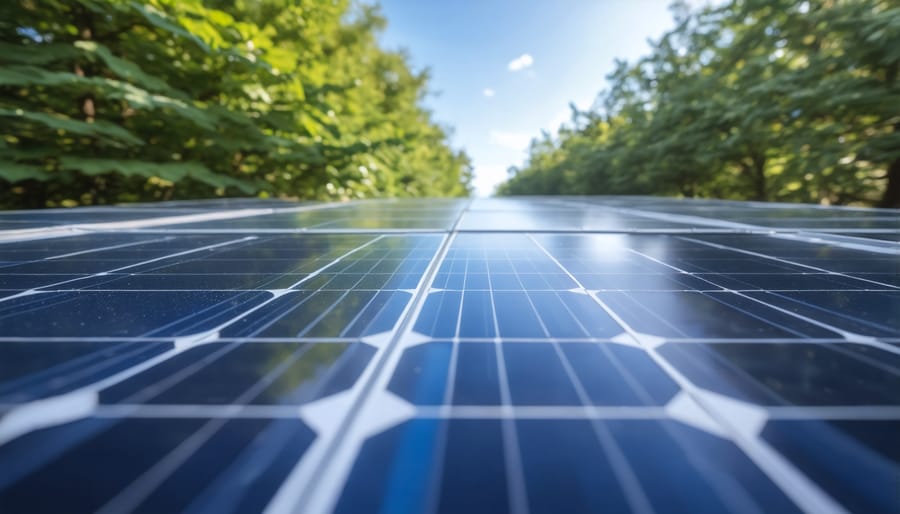 Technician conducting quality and certification tests on solar panels