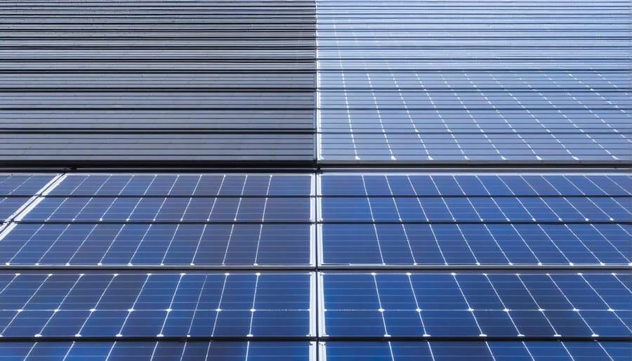 Side-by-side comparison showing conventional solar panels and new solar roof tiles