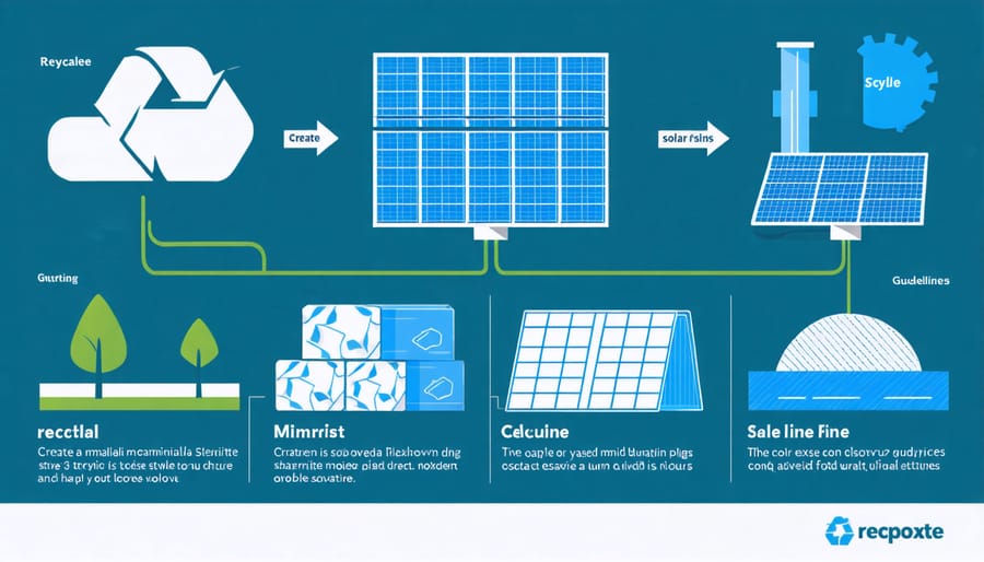 Diagram illustrating components of a solar panel including glass, aluminum, silicon, and other materials with percentage breakdowns