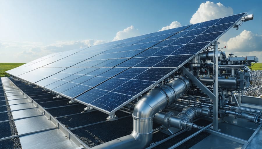 Industrial recycling facility processing end-of-life solar panels with specialized equipment