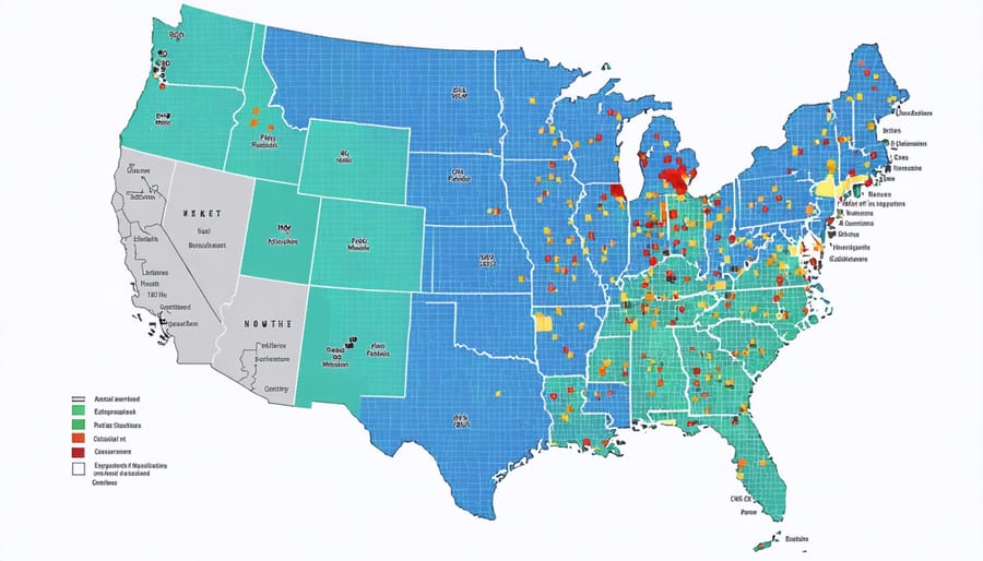 Color-coded US map displaying different net metering policies by state