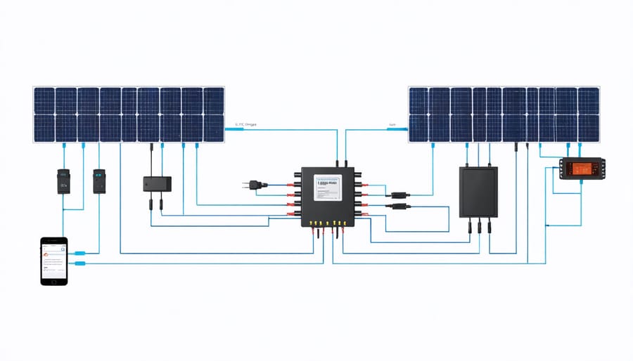 Technical diagram showing the internal components of a 9V solar panel system