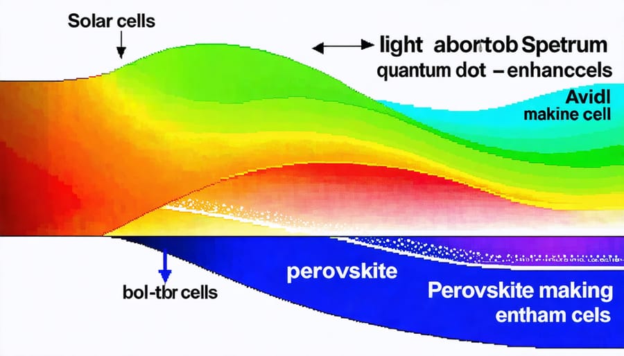 Graph comparing light absorption efficiency between conventional and perovskite quantum dot solar cells