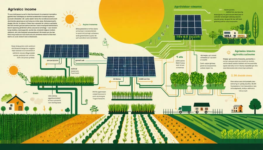 Visual diagram of revenue sources from combined solar and agricultural operations