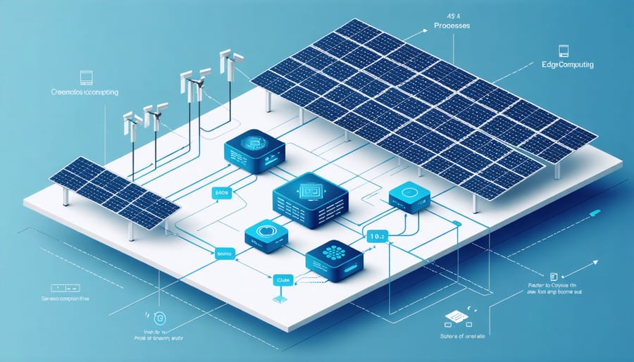 Architectural diagram of edge computing components in a solar PV system