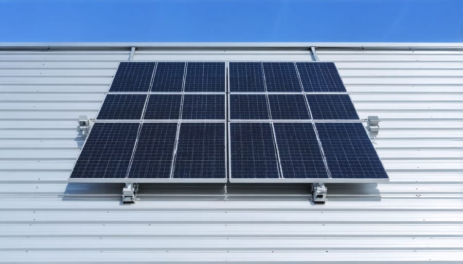 Step-by-step installation of insulation materials during a facade-integrated PV system setup