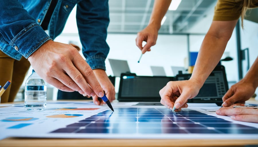 Group of professionals participating in hands-on PV design workshop