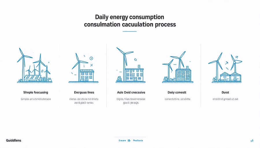 Step-by-step visualization of how to calculate household energy requirements