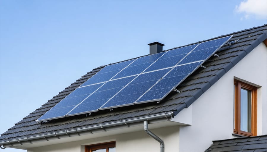 Rooftop installation showing integrated PVT collectors with visible plumbing connections