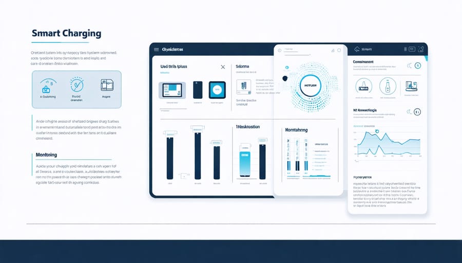 Digital interface displaying smart charging metrics and monitoring data for a 9V solar system