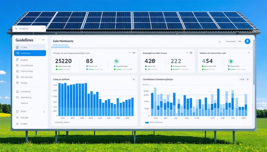 Dashboard display of a smart energy management system monitoring solar storage and usage