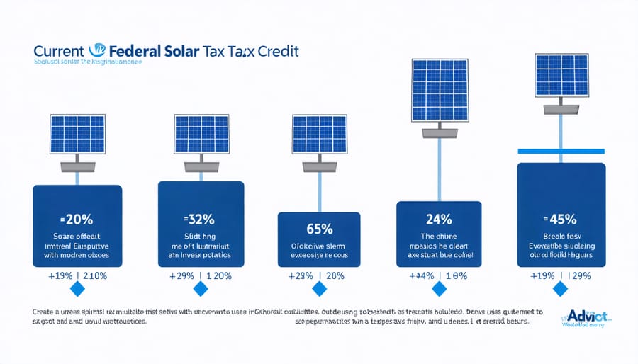 Chart displaying federal solar Investment Tax Credit rates from 2024 to 2034