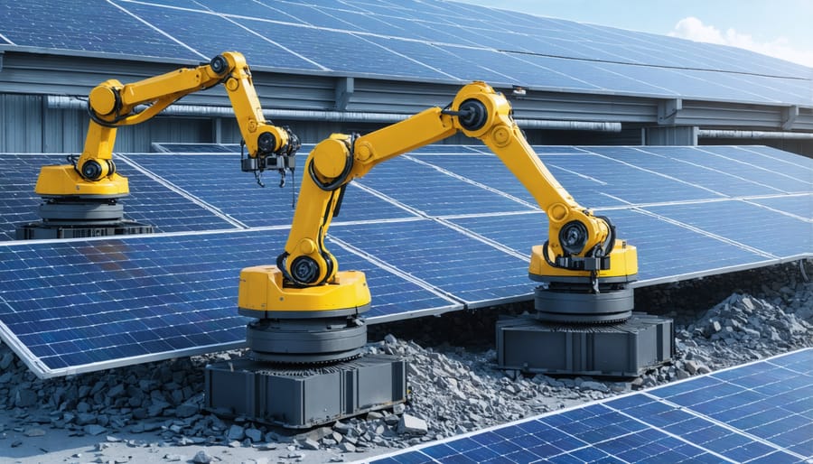 High-tech automated system separating and processing solar panel components