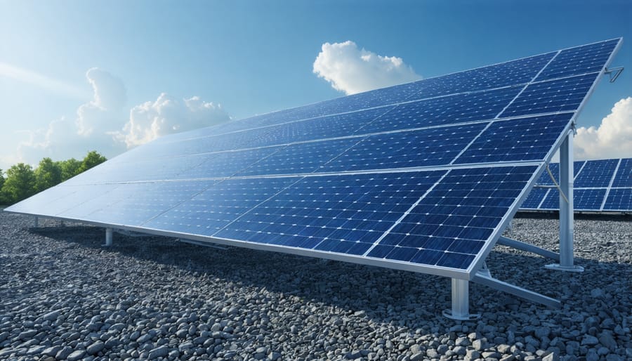 Industrial facility showing solar panel dismantling and material separation processes