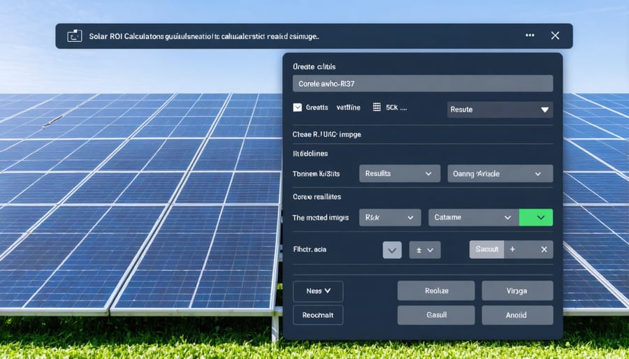 Example interface of a solar panel investment analysis calculator