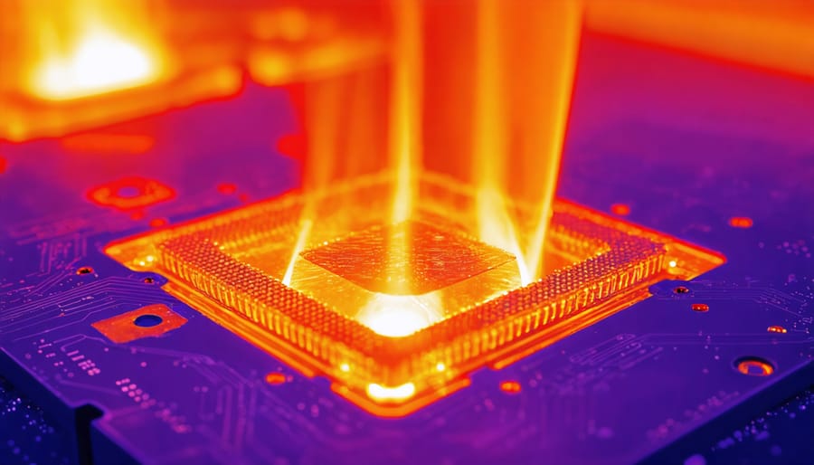 Heat distribution map showing temperature gradients during crystallic fusion