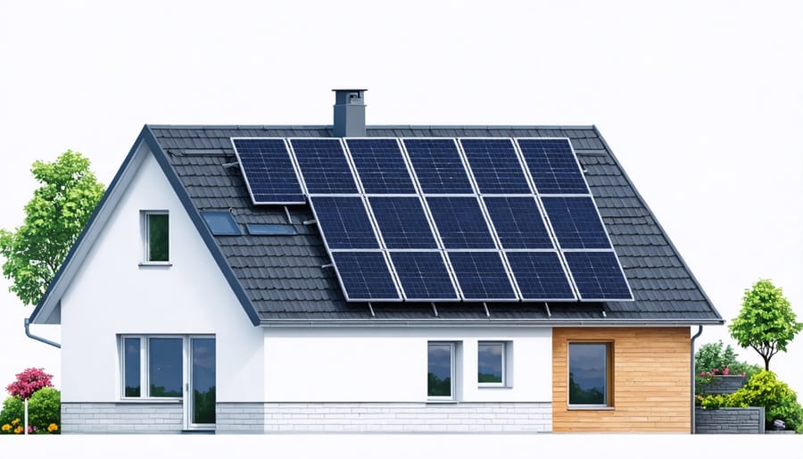 Rooftop diagram illustrating the arrangement of solar panels in a 9kW system