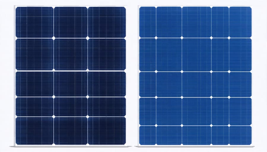 Visual comparison between thin-film and crystalline flexible solar panel technologies
