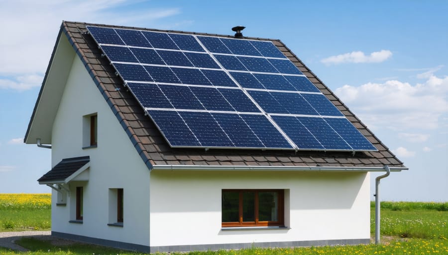 Solar installer working on off-grid system showing proper electrical code compliance