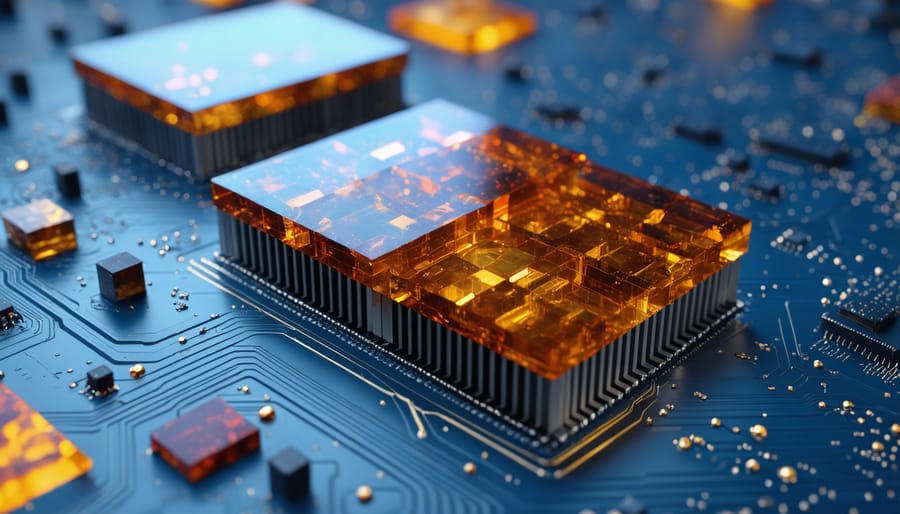 Microscopic view of advanced photovoltaic material structure showing crystalline formation