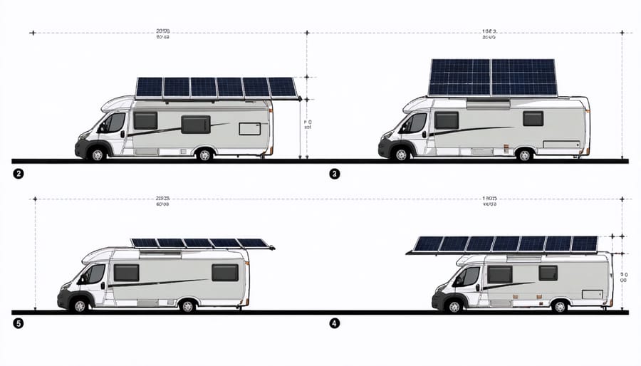 Installation steps for mounting flexible solar panels on an RV