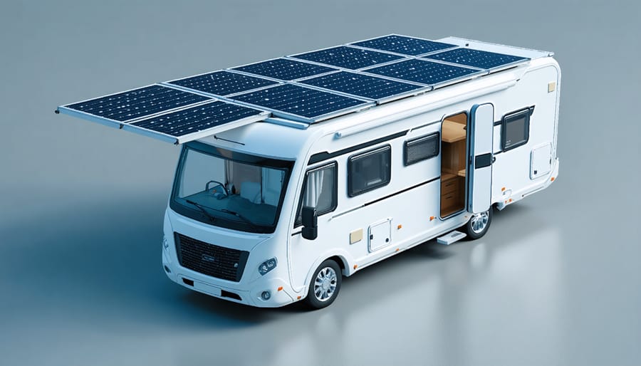 Digital twin visualization of RV solar system with performance metrics and component mapping