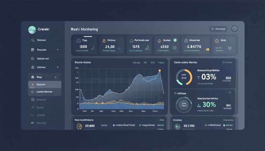 Digital twin monitoring dashboard displaying solar power generation, battery status, and system health indicators