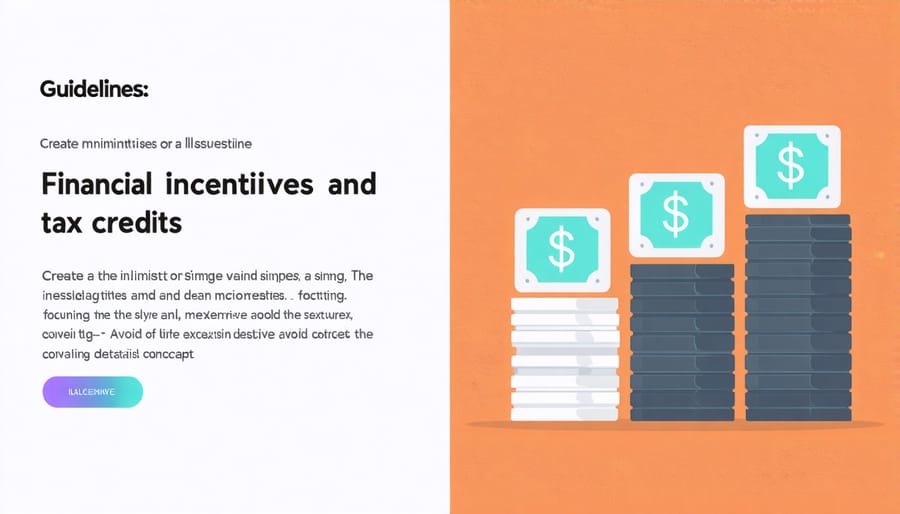 Visual representation of solar energy incentives including tax credits, grants, and ROI calculations