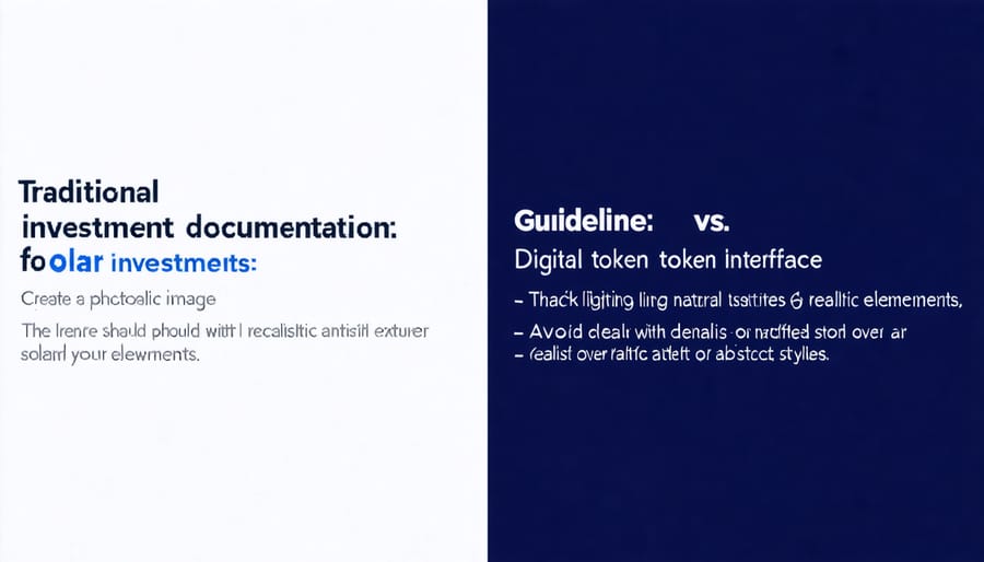 Comparison of traditional versus tokenized solar investment interfaces